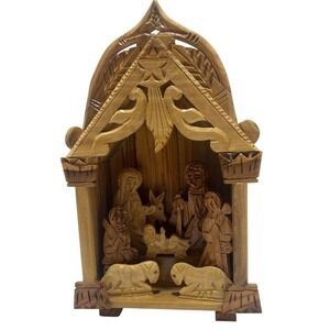 Bethlehem Holy Land Hand Carved Olive Wood Christmas‎ Nativity Scene